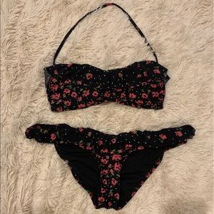 Bebe floral polka dot bandeau bikini